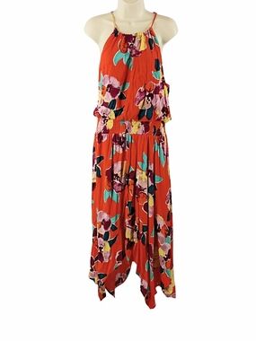 Maurices Orange Floral Maxi Dress Size XL